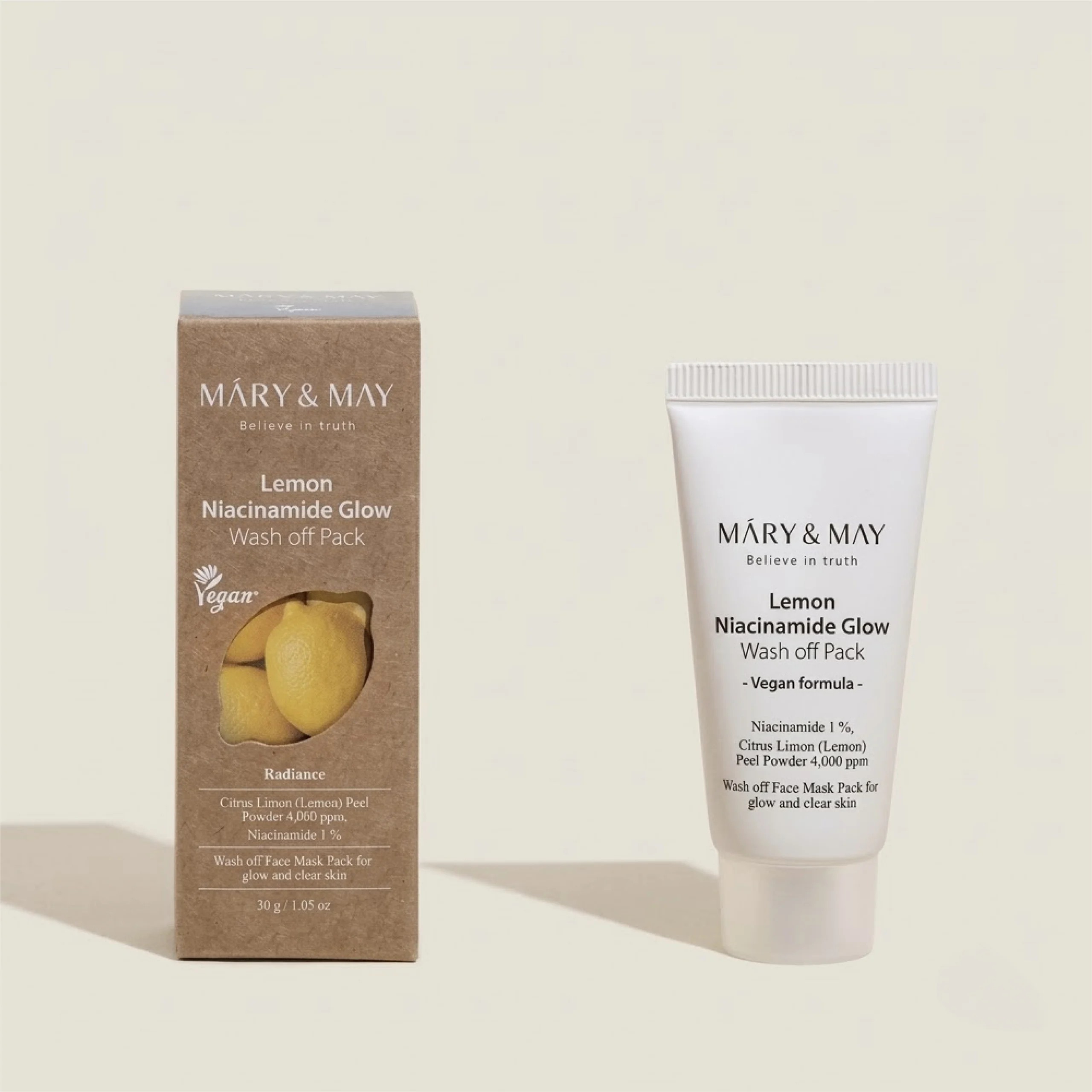 Lemon Niacinamide Glow Wash Off Mask Pack Mini MARY&MAY - Image 2
