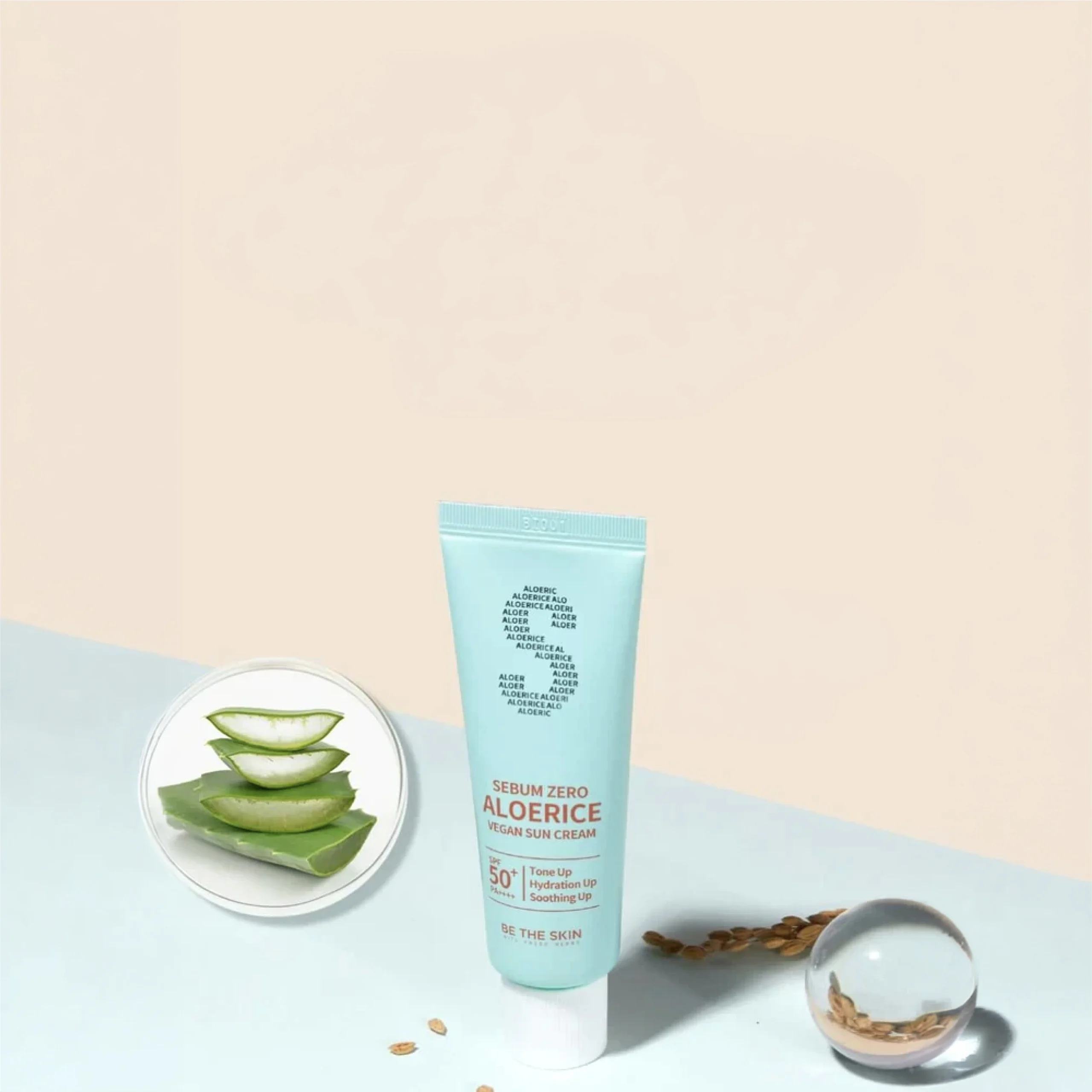 Sebum Zero Aloe Rice Vegan Sun Cream Mini BE THE SKIN - Image 2