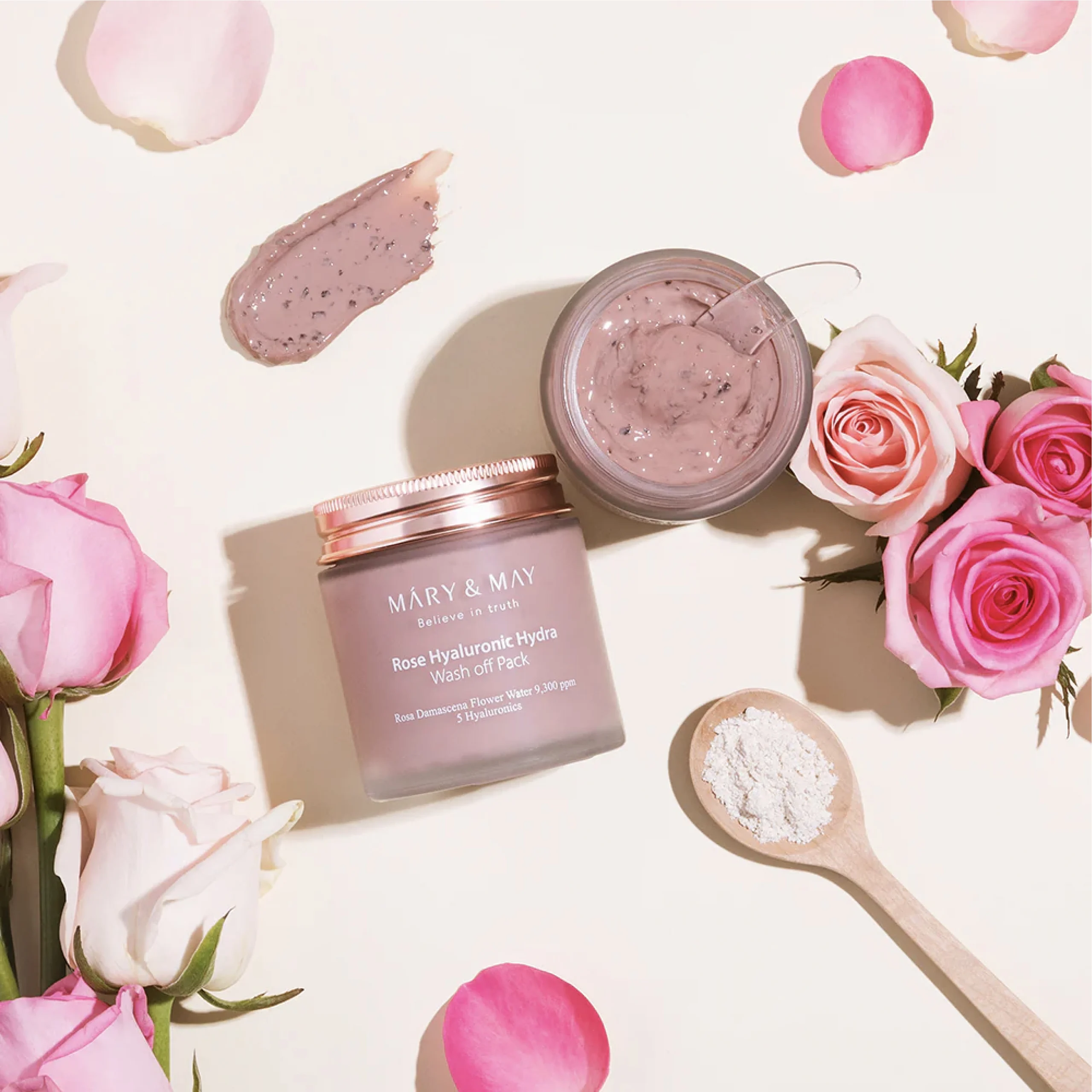 Vegan Rose Hyaluronic Hydra Wash Off Pack MARY&MAY - Image 2